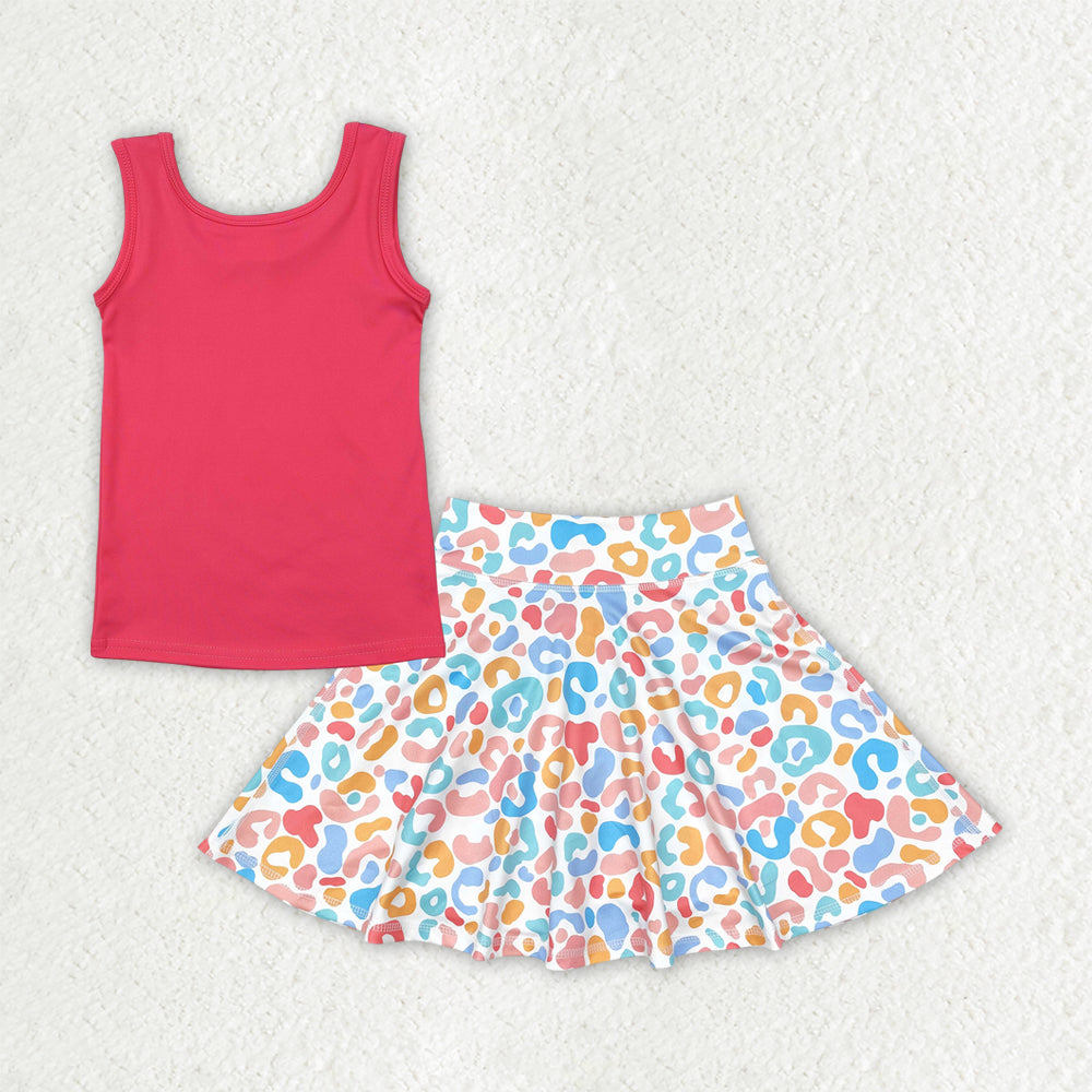 pink tank leopard athletic skort set