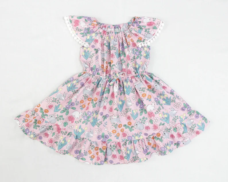 pre order floral bunny easter baby girl dress