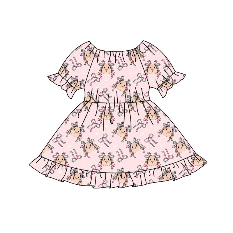 pre order pink bow rabbit easter baby girl dress