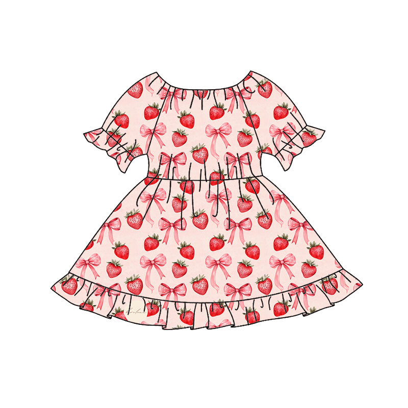 pre order strawberry and bow baby girl dress
