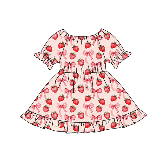 pre order strawberry and bow baby girl dress