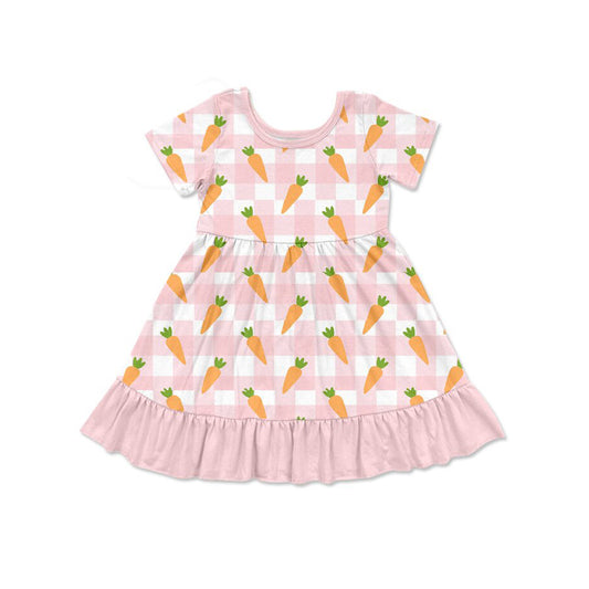 pre order easter pink plaid carrot baby girl dress