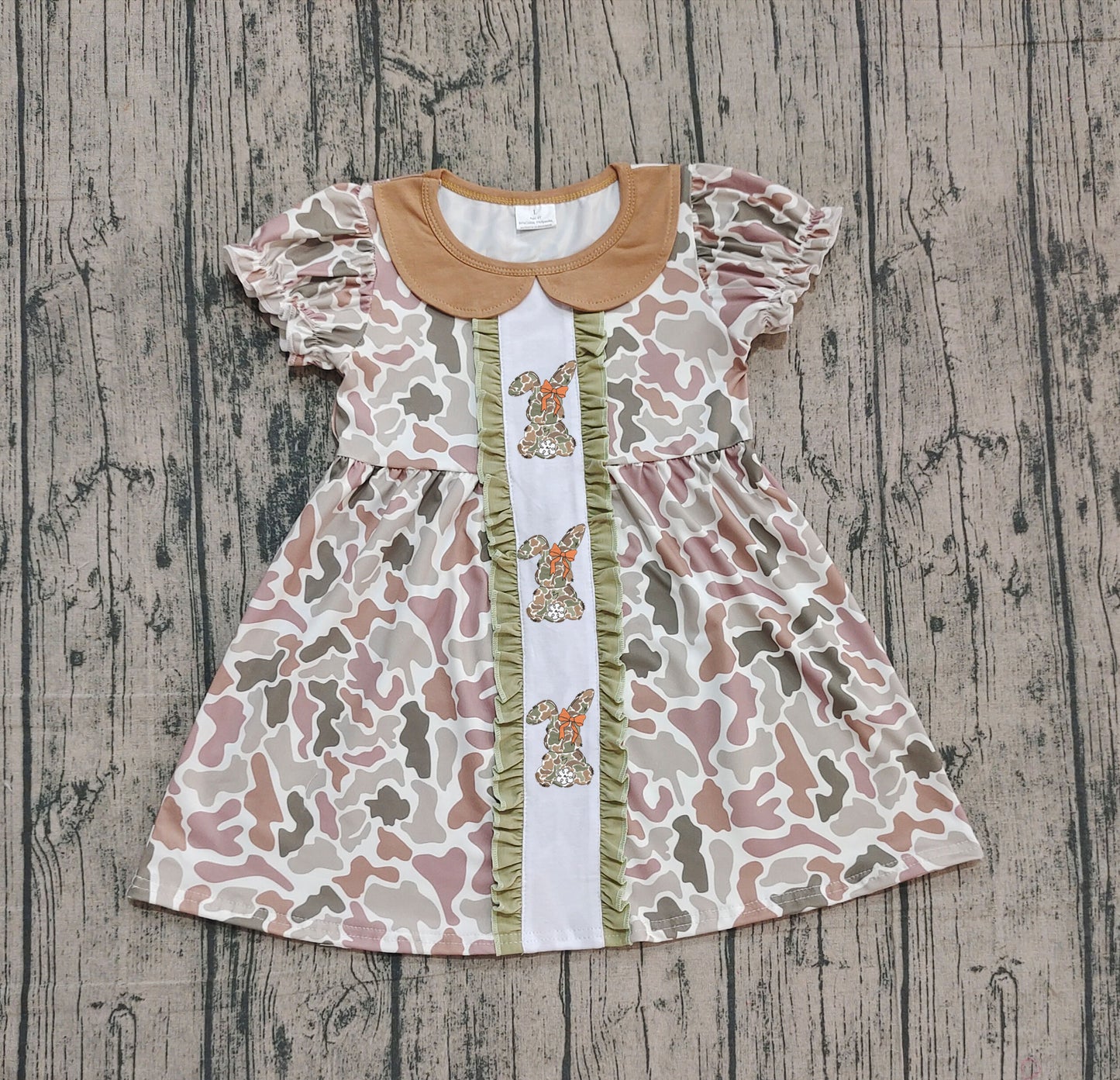 pre order camo bunny easter baby girl dress (do embroidery)