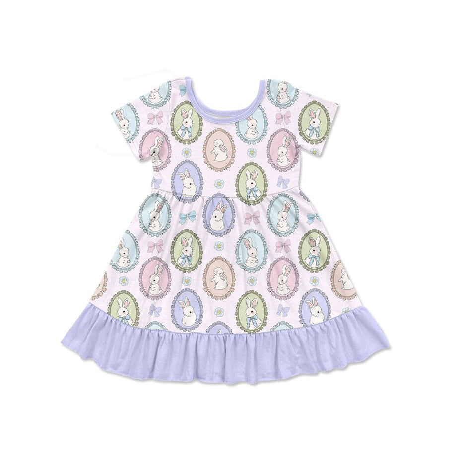 pre order rabbit and bow ruffle dress easter girl dresses