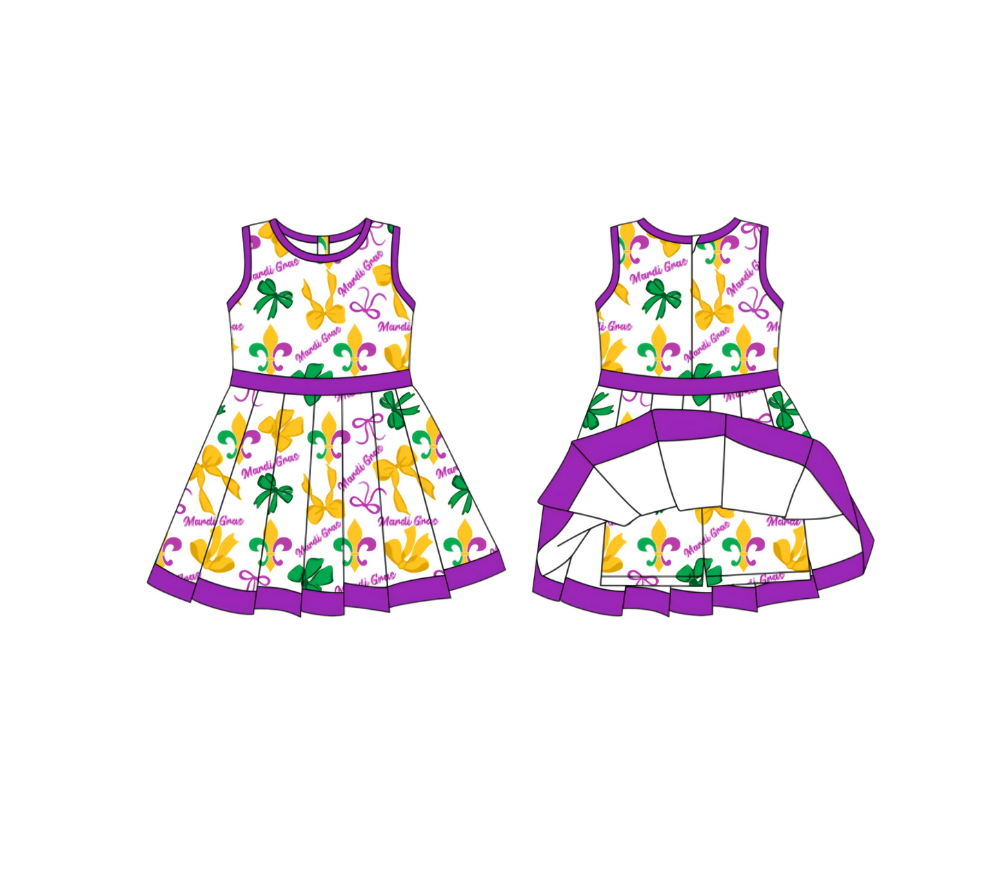 pre order toddler girl mardi gras athletic skort dress
