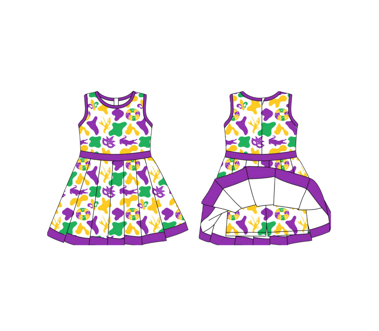 pre order toddler girl mardi gras athletic skort dress