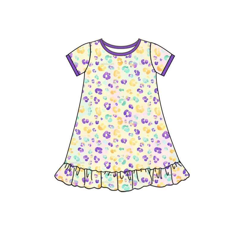 pre order mardi gras leopard shirt dress