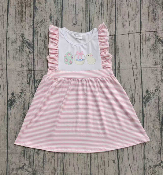 pre order pink stripes egg rabbit easter dress (do embroidery)