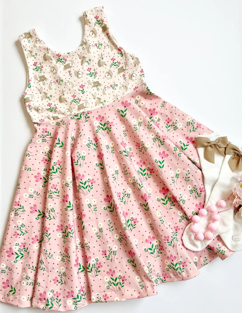 pre order easter rabbit floral dress