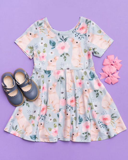 pre order short sleeve bunny floral dress