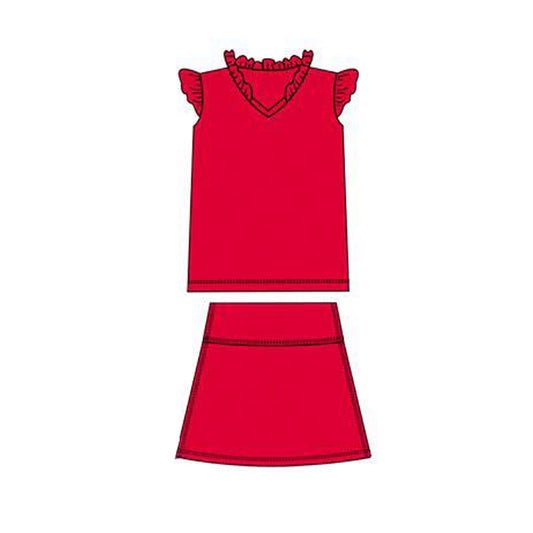 pre order solid flutter sleeve athletic skort set