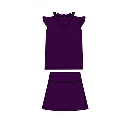 pre order solid flutter sleeve athletic skort set