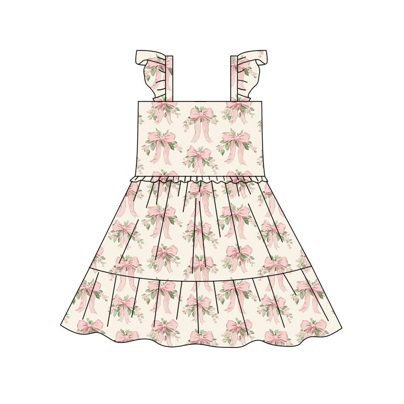 pre order pink bow and flower strap dress
