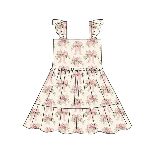 pre order pink bow and flower strap dress