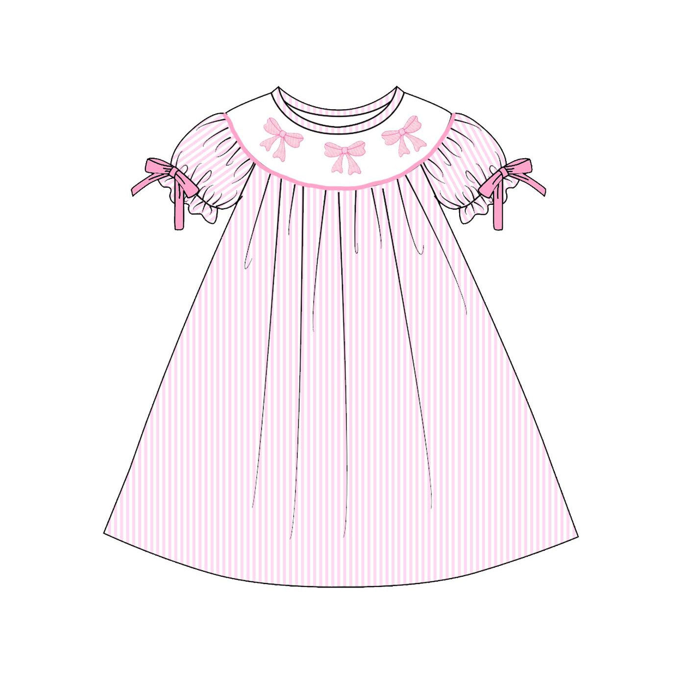 pre order valentine pink bow stripes dress