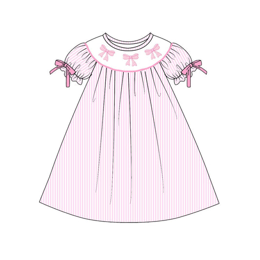 pre order valentine pink bow stripes dress