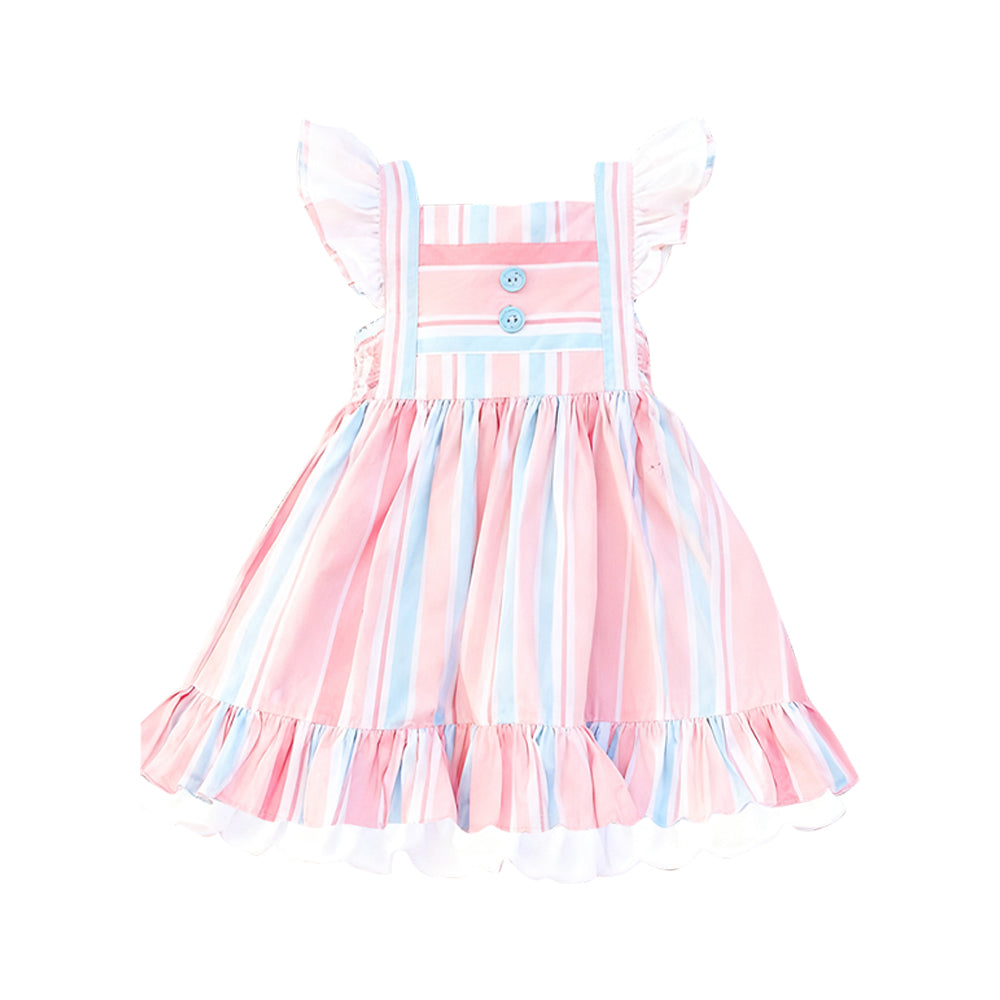 pre order flutter sleeve pink stripes dress