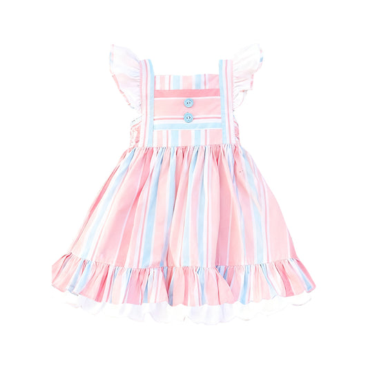 pre order flutter sleeve pink stripes dress