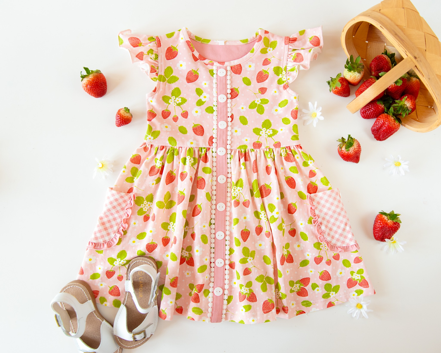 pre order strawberry ruffle dress