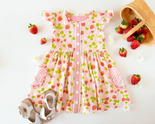 pre order strawberry ruffle dress