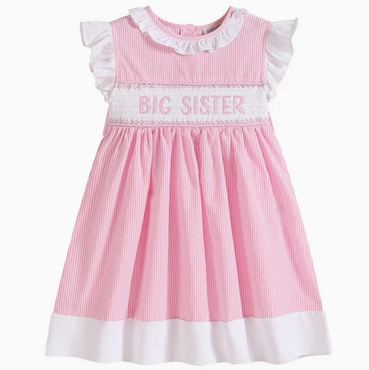pre order pink stripes big sister dress