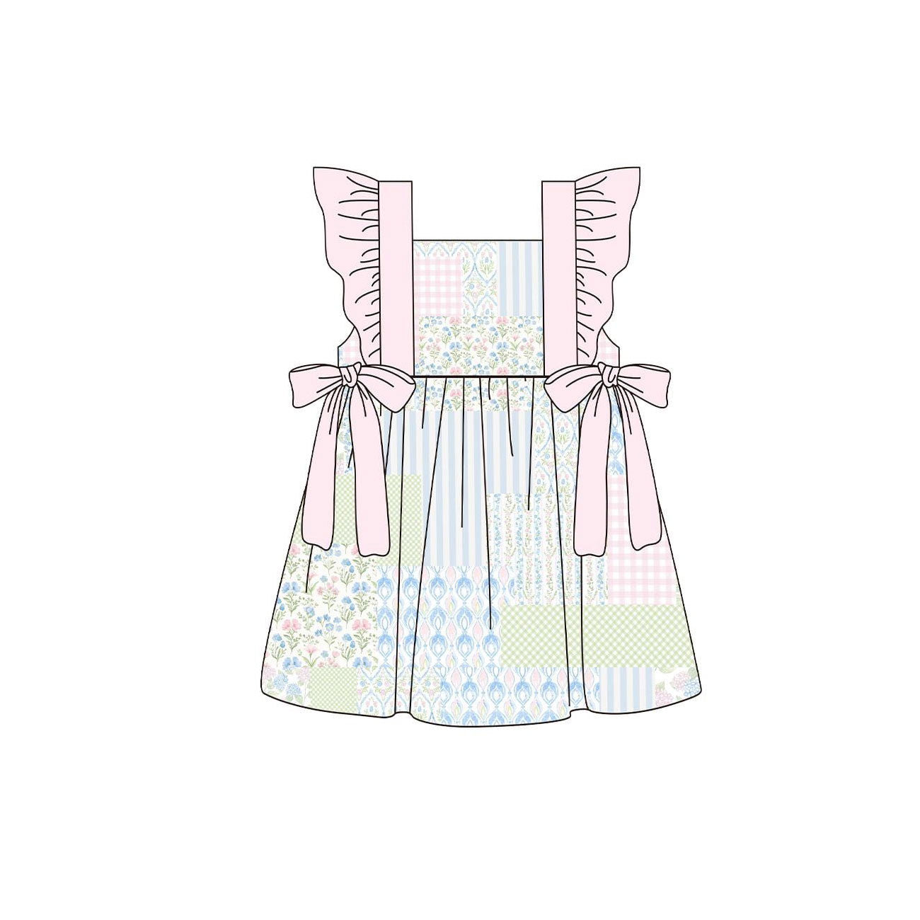 pre order pink patchwork dress