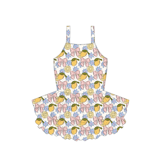 pre order girl lemon and bow suspender dress