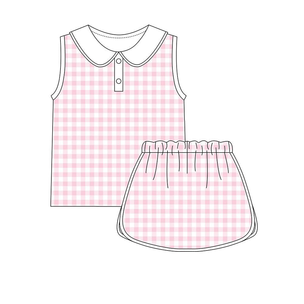 pre order pink gingham skort set