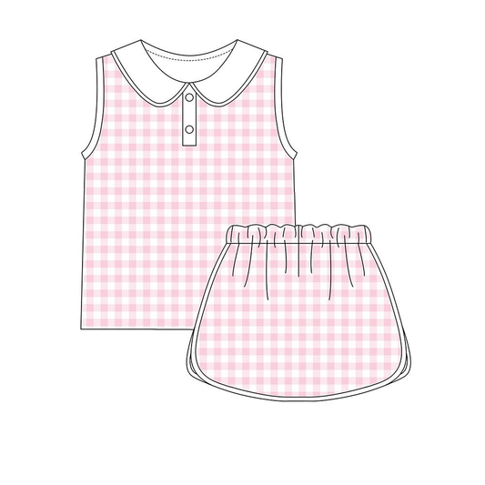 pre order pink gingham skort set