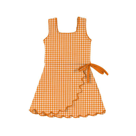 pre order orange gingham athletic skort dress