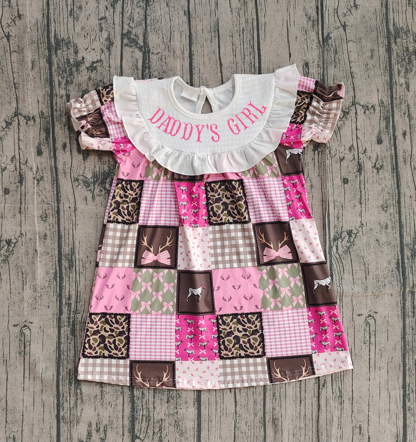pre order daddy's girl hunting patchwork smock dress