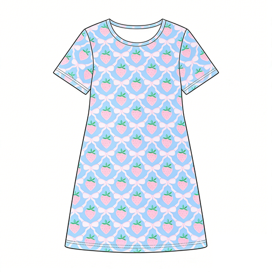 pre order pink strawberry shirt dress