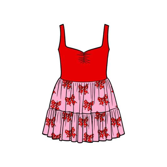pre order red coquette strap dress