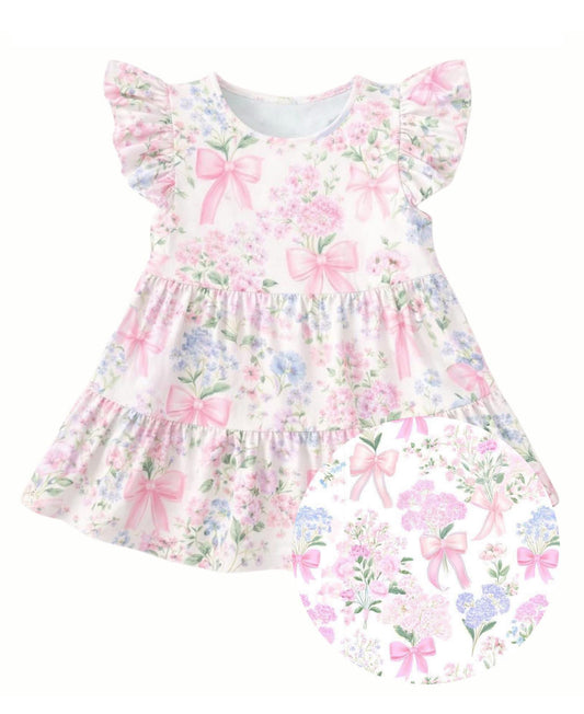pre order pink bow flower baby girl dress
