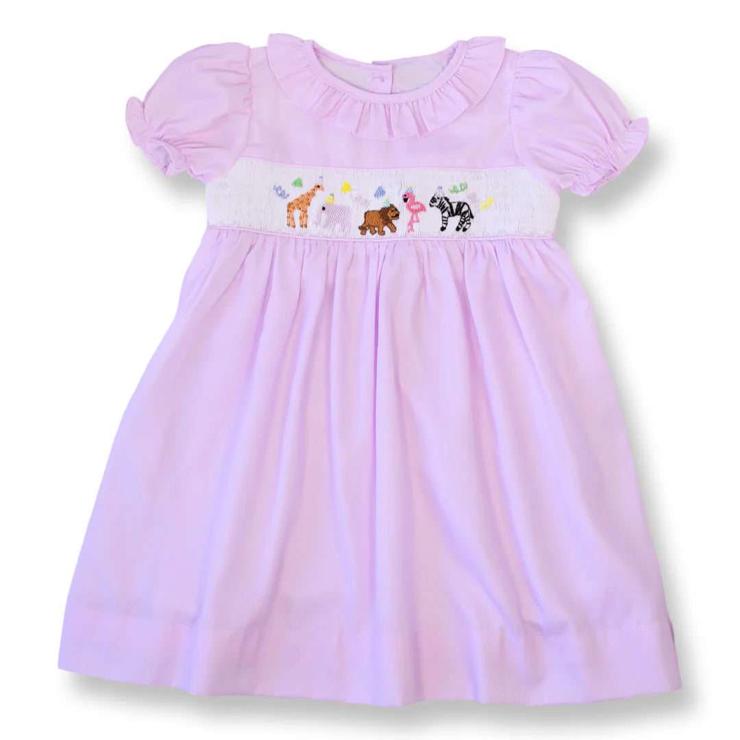 pre order zoo animal pink dress
