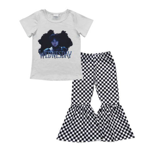 wednesday checkered pants girl clothes set