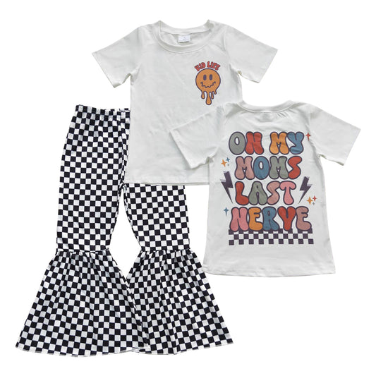 Smiley t shirt checkered pants set