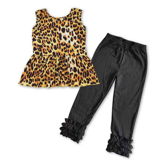 Cheetah tank top black icing pants set