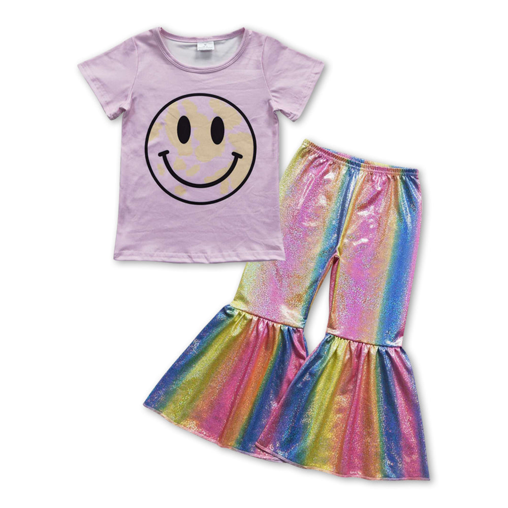 smile t shirt+stain bell bottom outfit