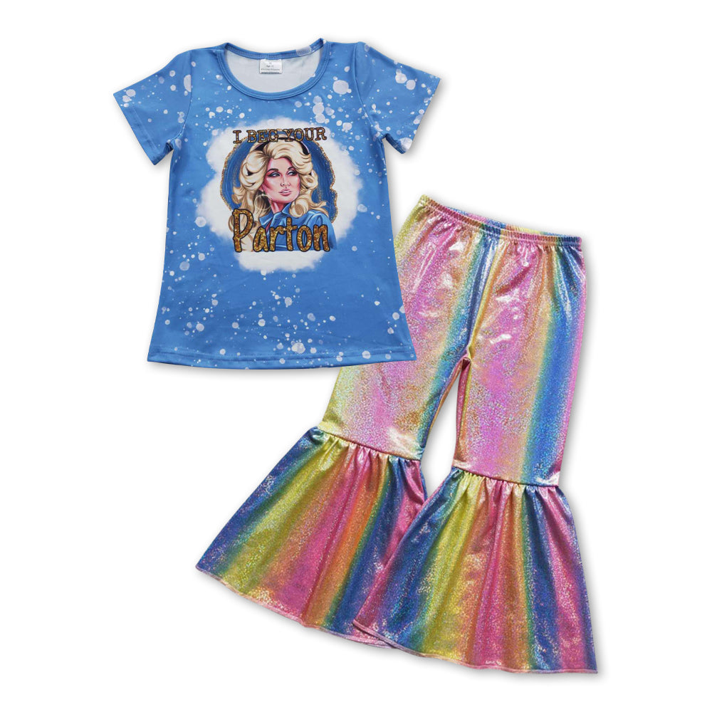 dolly t shirt+stain bell bottom outfit