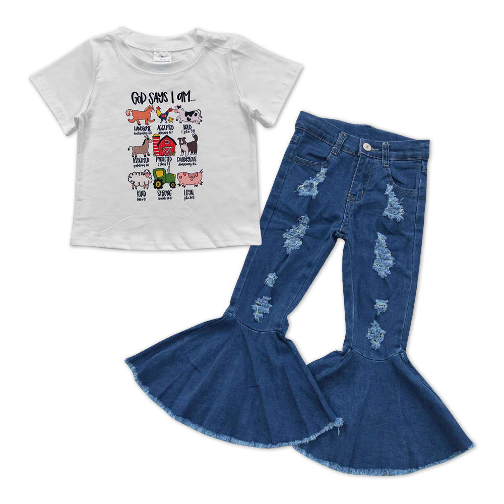 farm t-shirt denim pants set