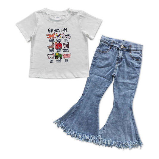 farm t-shirt denim pants set