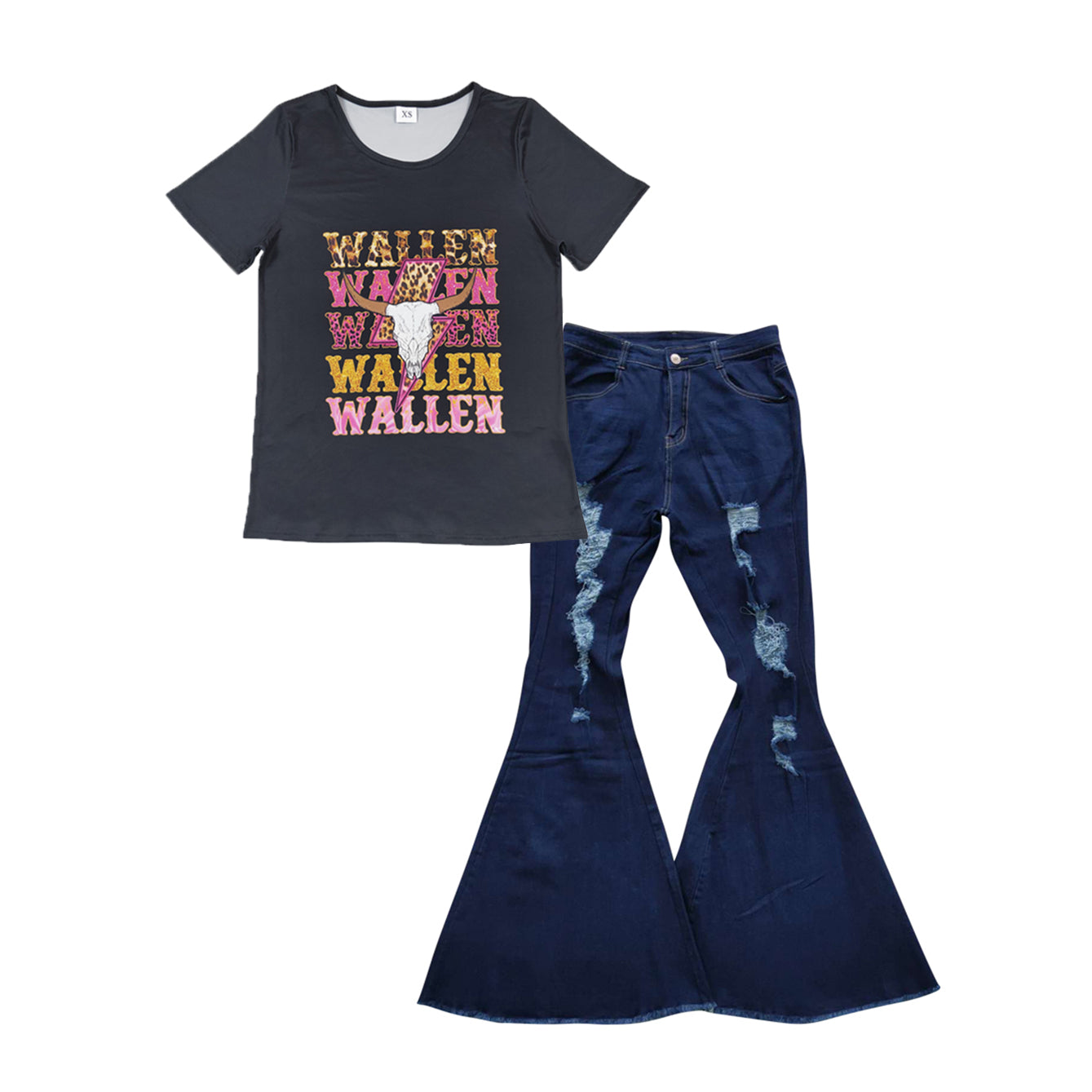 adult t-shirt +denim pants set