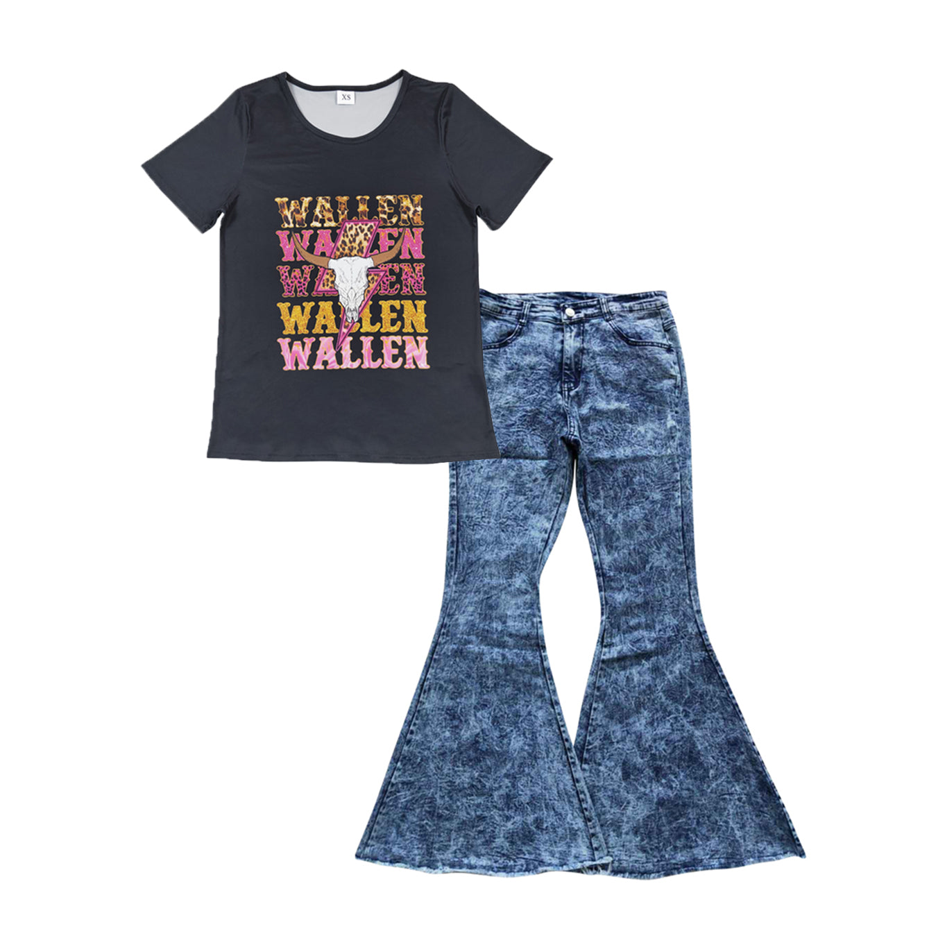 adult t-shirt +denim pants set