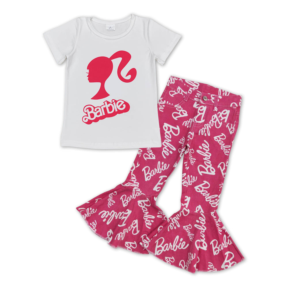 2pcs t-shirt+ denim pants outfit