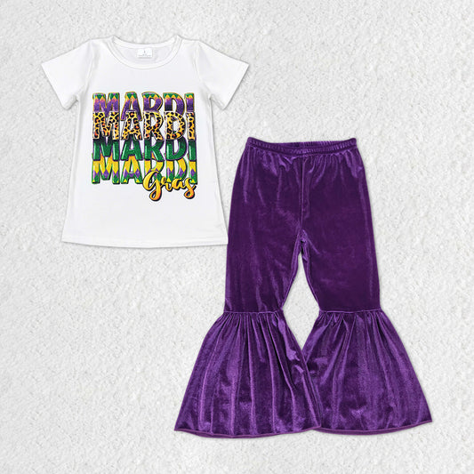 kids mardi gras purple velvet bell bottom outfit