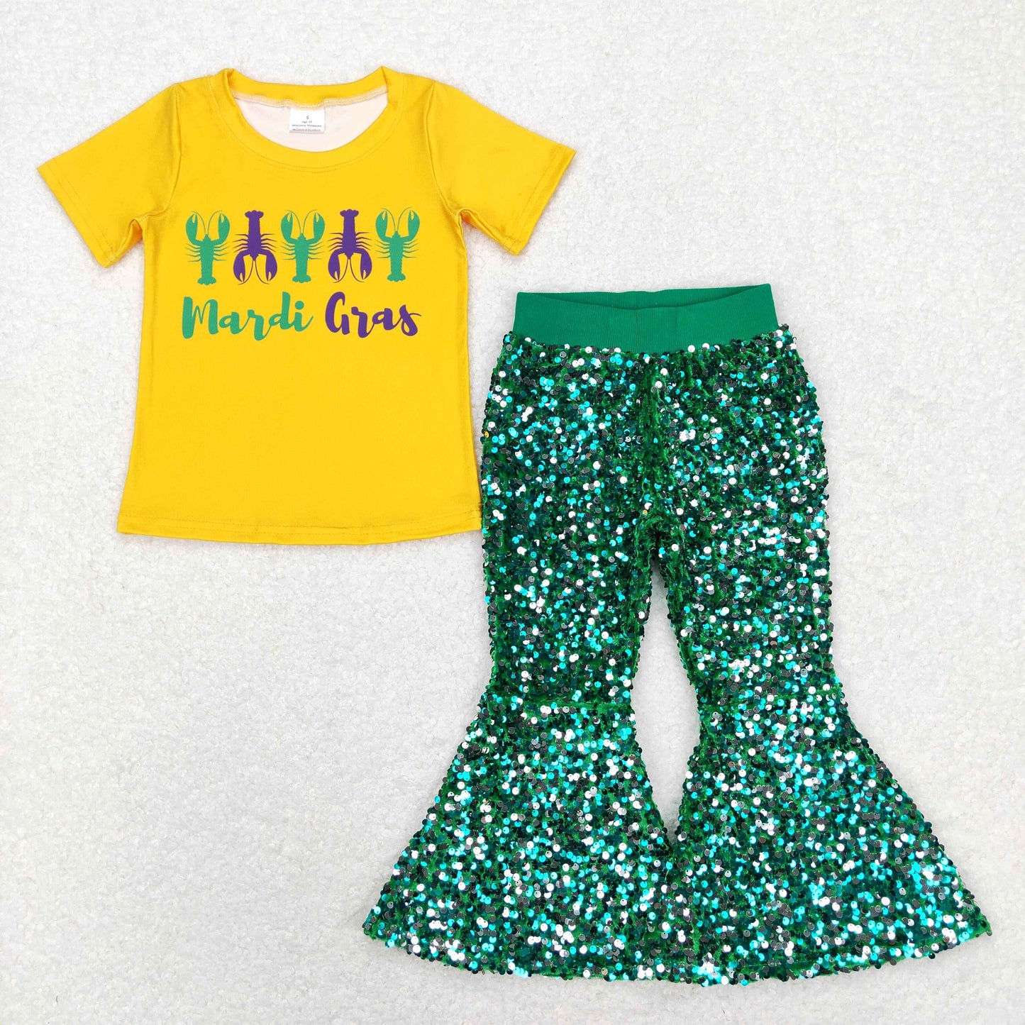 mardi gras sequins pants set girls outfit