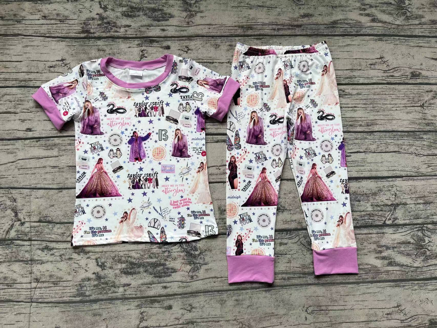 short sleeve girl taylor swift pajama kids clothing