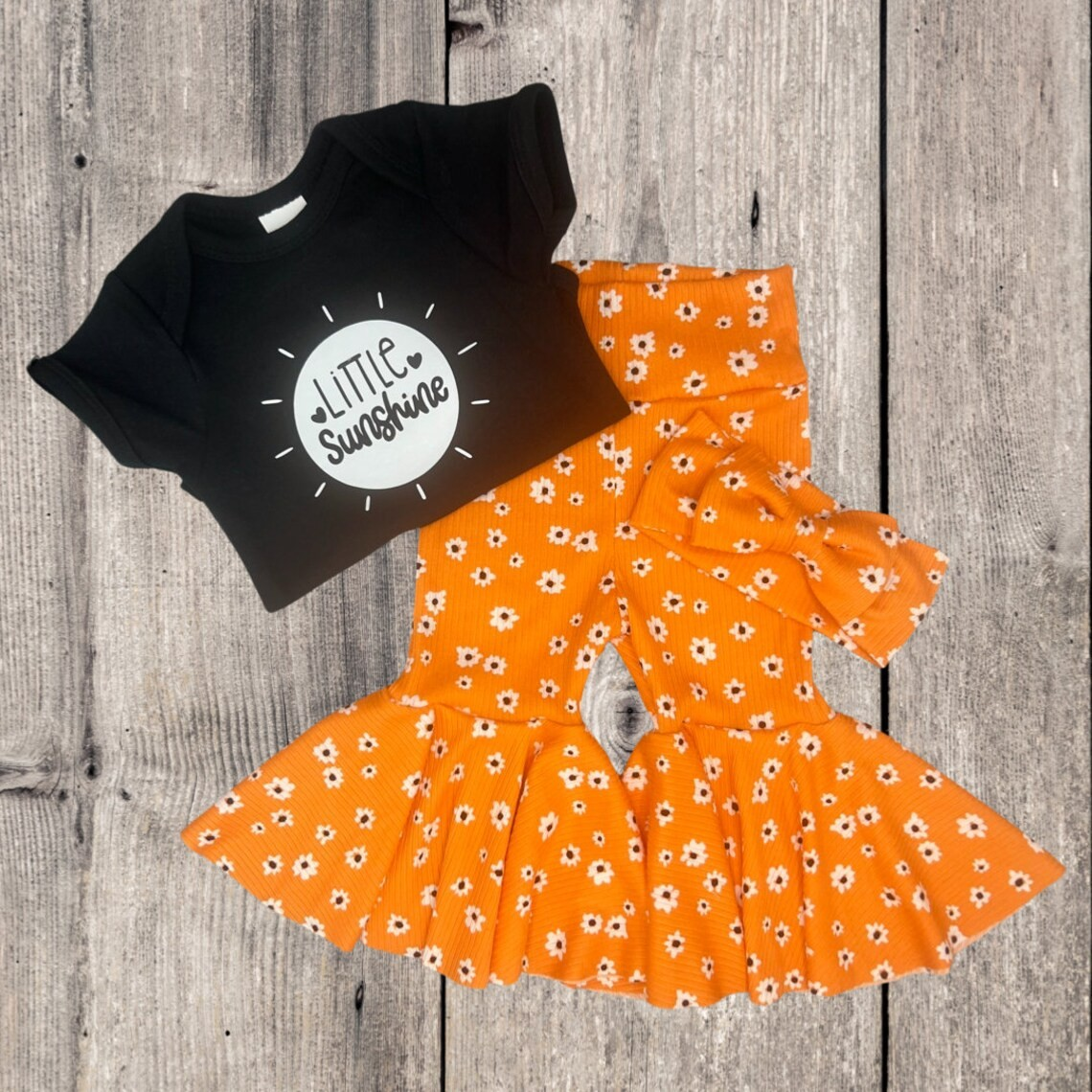 pre order little sunshine short sleeve bells girl outfit