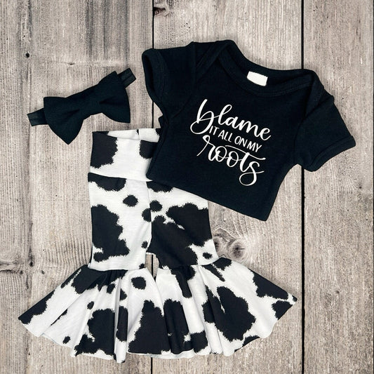 pre order Blame it all on my roots short sleeve bells girl outfit